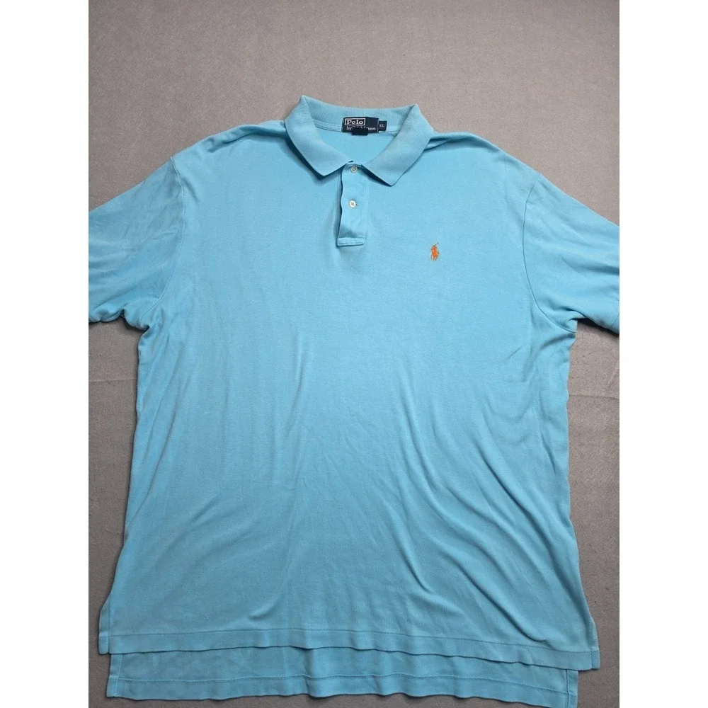 Polo Ralph Lauren Polo Shirt Men's XL Blue 100% Cotton High Low Hem Golf Outdoor